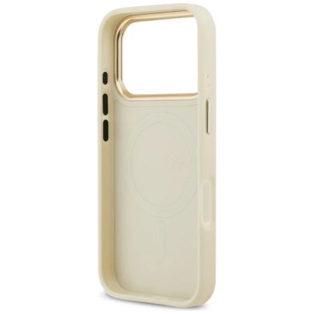 Etui Guess Peony Hot Stamp MagSafe na iPhone 17 Pro - beżowe