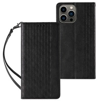 Magnet Strap Case for iPhone 12 Pro Pouch Wallet + Mini Lanyard Pendant Black