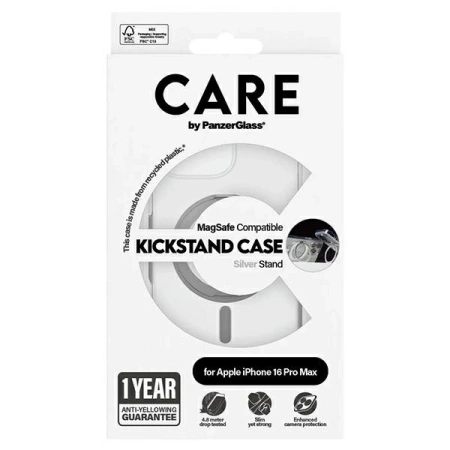 CARE by PanzerGlass Feature Kickstand Case iPhone 16 Pro Max 6,9" Silber/Silber MagSafe 1328