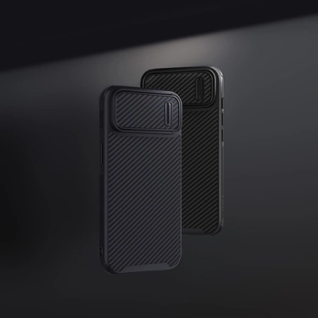 Nillkin Synthetic Fiber S Case iPhone 14 Plus Hülle mit Kameraabdeckung, schwarz