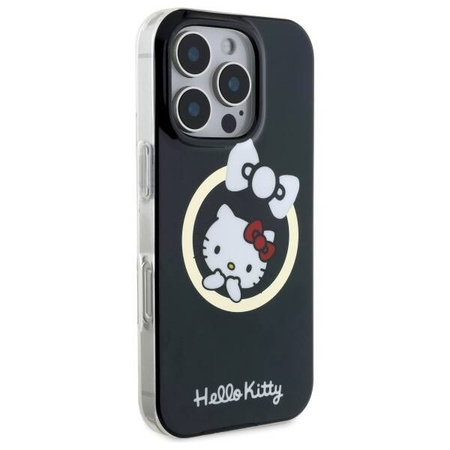 Original Case IPHONE 16 PRO Hello Kitty Hardcase IML Fun Bow MagSafe (HKHMP16LHFLBK) black