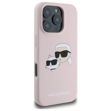 Karl Lagerfeld Silikonhülle Heads Print MagSafe für iPhone 16 Pro - Rosa