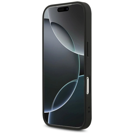 Guess Leather 4G Triangle Strass MagSafe Case für iPhone 17 Pro - Schwarz