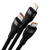 Baseus Flash Series Ⅱ One-for-three Fast Charging Data Cable USB to M+L+C 100W 1.2m Black
