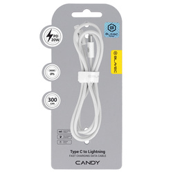 Blavec Kabel Candy oplot - Typ C na Lightning - PD 20W 2,4A 3 metry (CCA-CL24W30) biały