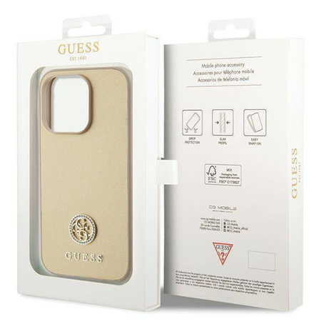 Guess GUHCP15XPS4DGPD iPhone 15 Pro Max 6,7&quot; Gold/Gold Hardcase Strass Metall Logo