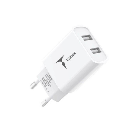 ŁAD SIEC T-PHOX POCKET SERIES 2xUSB TCC-224 12W 2.4A WHITE