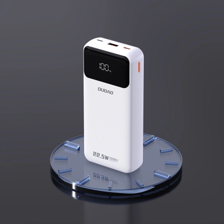 Powerbank Dudao K15Pro 20000mAh 22.5W PD USB-C / USB-A / wbudowane kable Lightning i USB-C - biały
