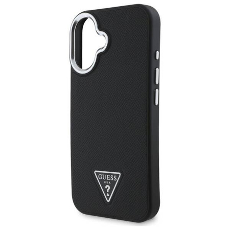 Original Case IPHONE 16 Guess Hardcase Grained Triangle MagSafe (GUHMP16SPGTSPSK) black