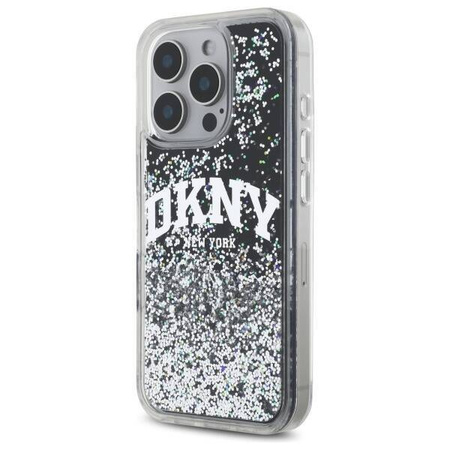 Schutzhülle IPHONE 16 PRO DKNY Hardcase Liquid Glitter Arch Logo (DKHCP16LLBNAEK) schwarz