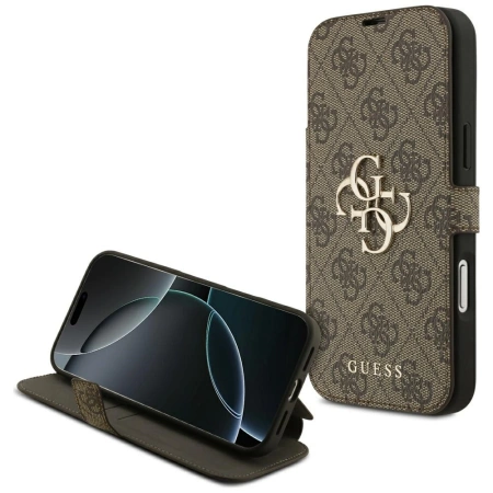 Etui Guess Book 4G Metal Logo na iPhone 17 Pro Max - brązowe