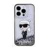 Karl Lagerfeld Liquid Glitter Ikonik Hülle für iPhone 15 Pro – transparent