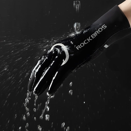 Rockbros Full Waterproof Cycling Gloves, Size: L/XL - Black