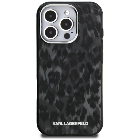 Etui Karl Lagerfeld IML Leopard Pattern MagSafe na iPhone 16 Pro Max - czarne