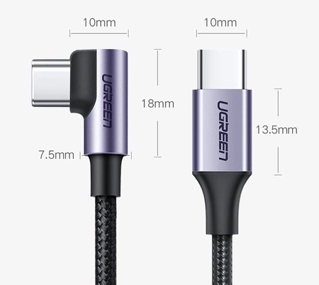 Ugreen USB Type C - USB Type C Power Delivery 60 W 20 V 3 A 1 m schwarz-graues Kabel (US255 50123)