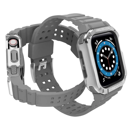 Protect Strap Band for Apple Watch 38/40/41mm Armored Case Strap - Gray, Silver