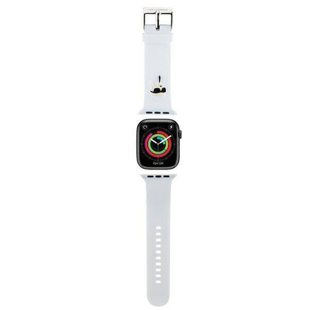 Armband für APPLE WATCH 4 / 5 / 6 / 7 / 8 / SE / ULTRA (42 / 44 / 45 / 49 MM) Karl Lagerfeld Strap 3D Rubber Karl Head (KLAWLSLKNH) weiß