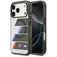 Etui BMW M IML Metal Buttons Tricolor Lines MagSafe na iPhone 17 Pro Max - szare