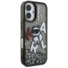Karl Lagerfeld Liquid Glitter Choupette Logo iPhone 16 Case - Black