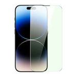 Baseus Vollbild-Hartglas für iPhone 14 Pro Max mit Anti-Blaulichtfilter und 0,3-mm-Lautsprecherabdeckung + Montagerahmen
