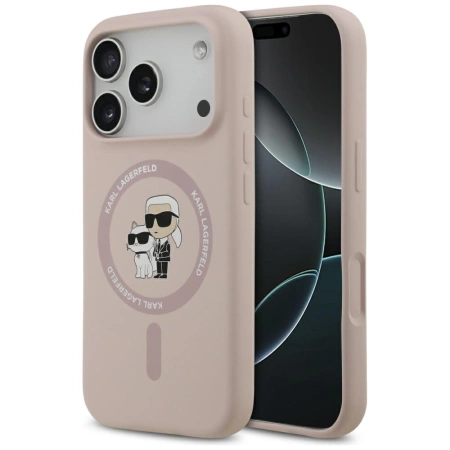 Karl Lagerfeld Silikon Karl&amp;Choupette Ring MagSafe Case für iPhone 17 Pro - Pink