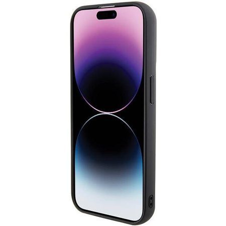 Karl Lagerfeld Gripstand Saffiano Karl&amp;Choupette Pins Hülle für iPhone 15 Pro Max – Schwarz
