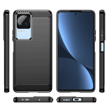 Carbon Case für Xiaomi Poco F4 5G flexible Silikon-Carbon-Hülle schwarz