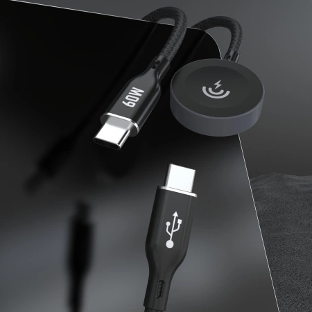 Dudao A12MaxC PD60W 2-in-1 Charger for Apple Watch / USB-C - Black