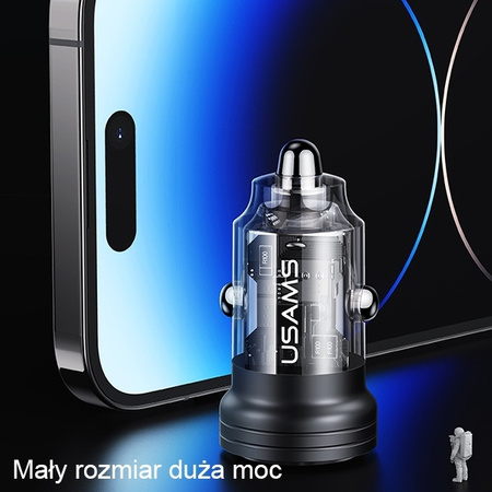 USAMS Ład. sam. C35 USB+USB-C 45W Fast Charge czarny/black CC175CC01 (US-CC175)