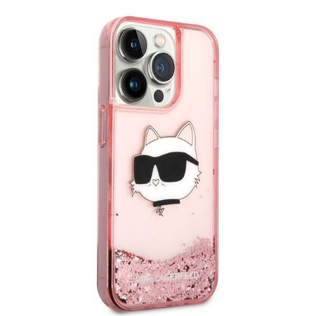 Karl Lagerfeld Liquid Glitter NFT Choupette Head - Etui iPhone 14 Pro (różowy)