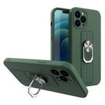 Ring Case silicone case with finger grip and stand for Samsung Galaxy A72 4G dark green