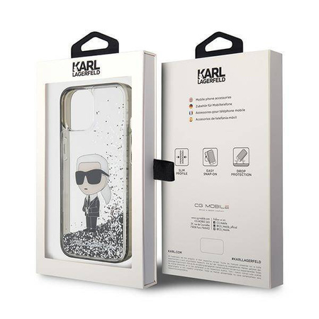 Karl Lagerfeld nakładka do iPhone 15 6,1&quot; KLHCP15SLKKNSK transparentna hardcase Liquid Glitter Ikonik