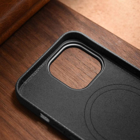 iCarer Case Leather genuine leather case for iPhone 14 Pro Max schwarz (WMI14220712-BK) (MagSafe compatible)