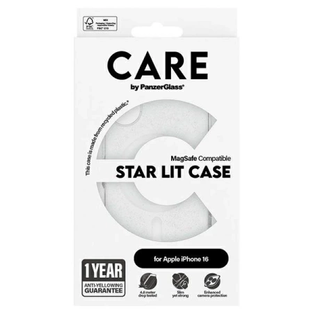 Etui CARE by PanzerGlass Flagship Star Lit Case z MagSafe na iPhone 16 - białe