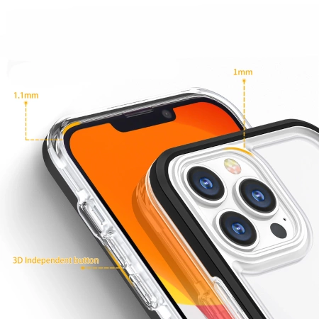 Clear 3in1 case for iPhone 14 Plus silicone cover with frame black