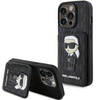 Karl Lagerfeld nakładka do iPhone 15 Pro 6,1&quot; KLHCP15LSAKKNSCK czarna hardcase Saffiano Cardslots and Stand Monogram Ikonik Patch