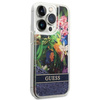 Case IPHONE 14 PRO Guess Hardcase Flower Liquid Glitter blue