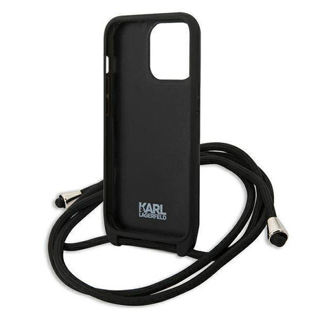 Oryginalne Etui IPHONE 13 PRO Karl Lagerfeld Hardcase Leather Monogram Patch And Cord Iconik (KLHCP13LCMNIPK) czarne
