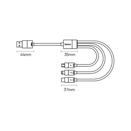 Baseus StarSpeed kabel 3w1 USB-A - Micro-USB / Lightning / USB-C 3.5A 1.2m biały