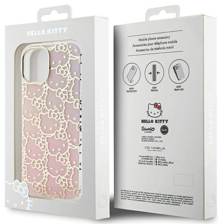 Hello Kitty IML Gradient Electrop Crowded Kitty Head Hülle für iPhone 15 – Rosa