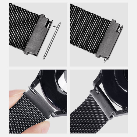 Dux Ducis Magnetic Strap pasek do Samsung Galaxy Watch / Huawei Watch / Honor Watch / Xiaomi Watch (22mm band) magnetyczna opaska srebrny (Milanese Version)