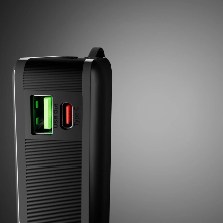 Powerbank SBS 20000 mAh 20W with built-in USB-C cable and digital display - black