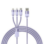 Baseus StarSpeed kabel 3w1 USB-A - Micro-USB / Lightning / USB-C 3.5A 1.2m fioletowy