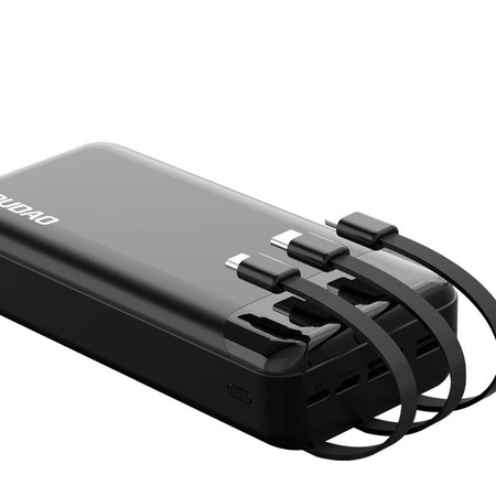 Dudao capacious power bank with 3 cables and power display 20000mAh USB Type C + micro USB + Lightning black (Dudao K6Pro+)