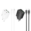 Ładowarka sieciowa do telefonu Hoco 2 x USB C + 2 x USB A QC3.0 PD 3A 20W + kabel USB C do Lightning N55 biała