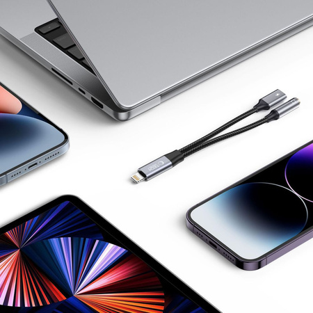 Cable Adapter Lightning - Lightning + mini jack 3,5mm Tech-Protect UltraBoost black