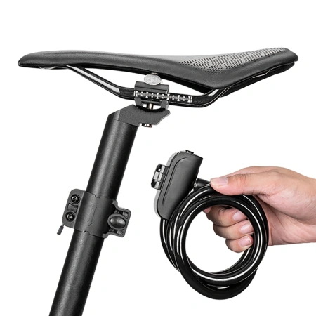 Wozinsky WPB-01R Portable Bike Lock with Anti-Theft Cable and 2 Keys for Electric Bikes and Motorcycles - Black