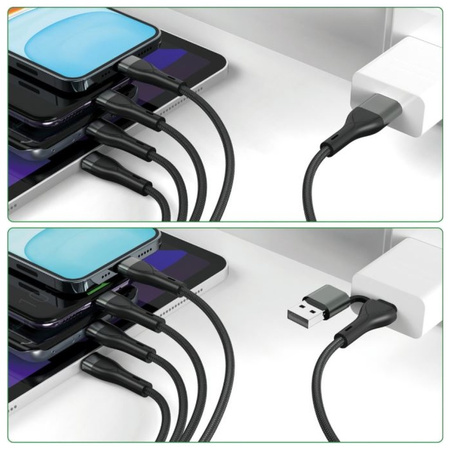 Kabel USB-C/USB-A 4smarts 4w1 1.2m        czarny