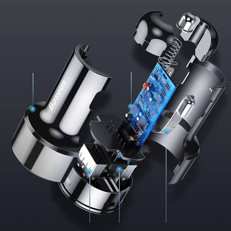 Baseus Magic Series PPS - ładowarka samochodowa Quick Charge 4.0+ / QC3.0 45W 6A czerwony (CCMLC20C-09)