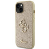 Guess Glitter Script Big 4G case for iPhone 15 - gold